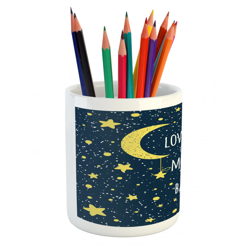 Romantic Typography Moon Star Pencil Pen Holder