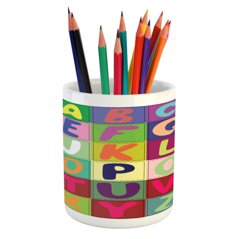 ABC and Fruits Squares Pencil Pen Holder