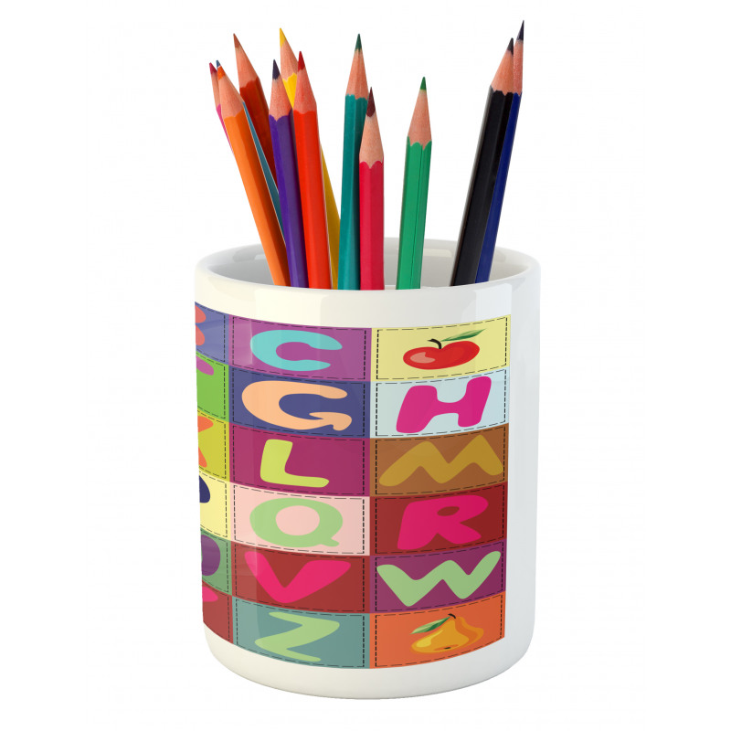 ABC and Fruits Squares Pencil Pen Holder