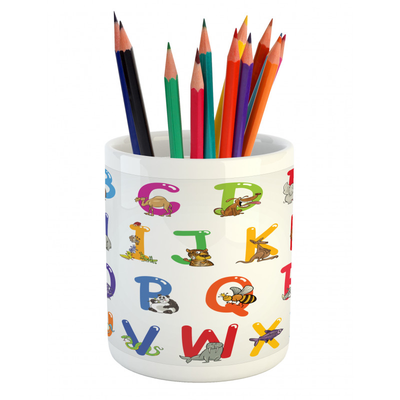 Education Cartoon Animals Pencil Pen Holder