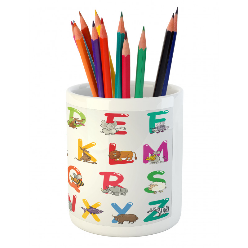 Education Cartoon Animals Pencil Pen Holder