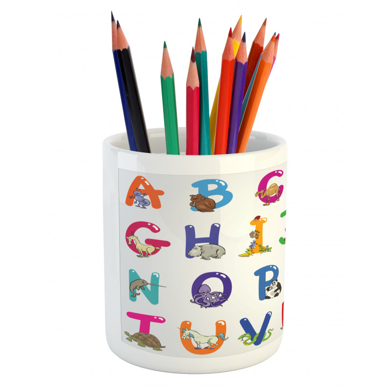 Education Cartoon Animals Pencil Pen Holder