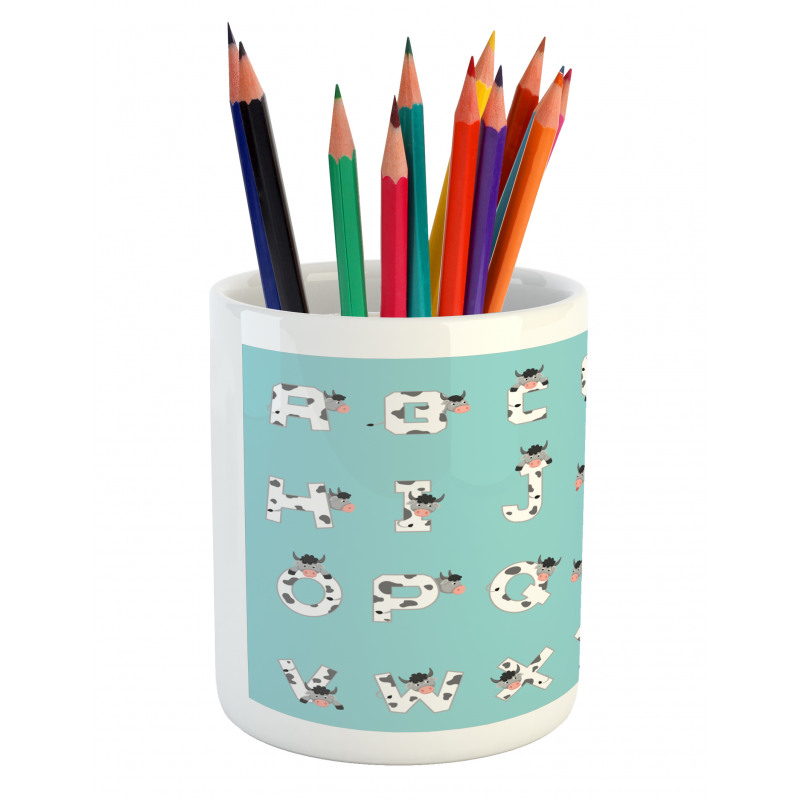 Z with Whimsical Cow Pencil Pen Holder