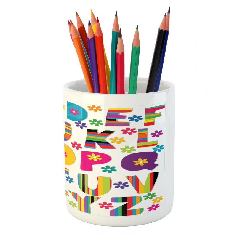 Floral Educational Letters Pencil Pen Holder