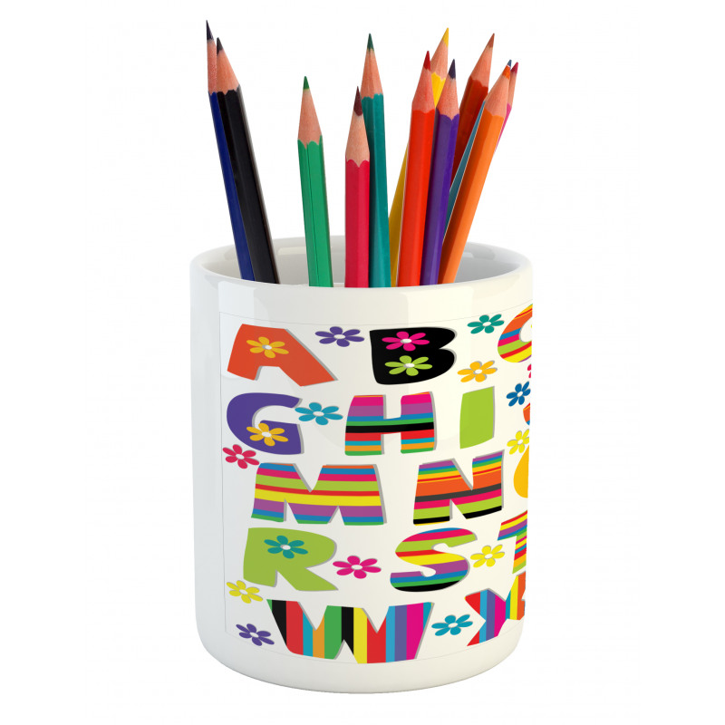 Floral Educational Letters Pencil Pen Holder