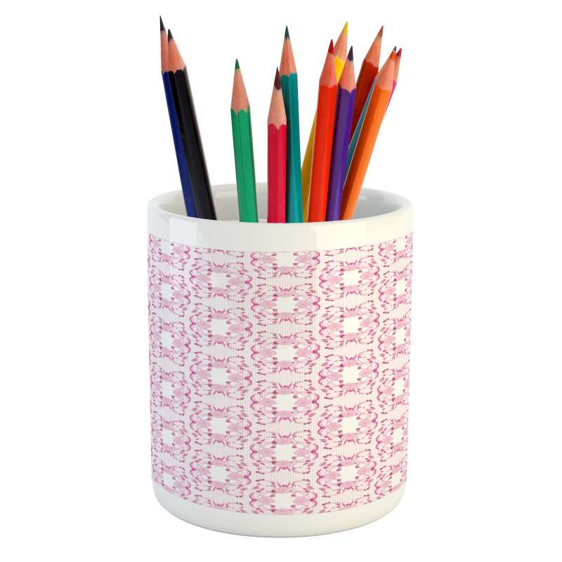 Delicate Striped Floral Pencil Pen Holder