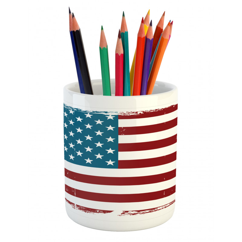 Grungy Old Glory USA Pencil Pen Holder