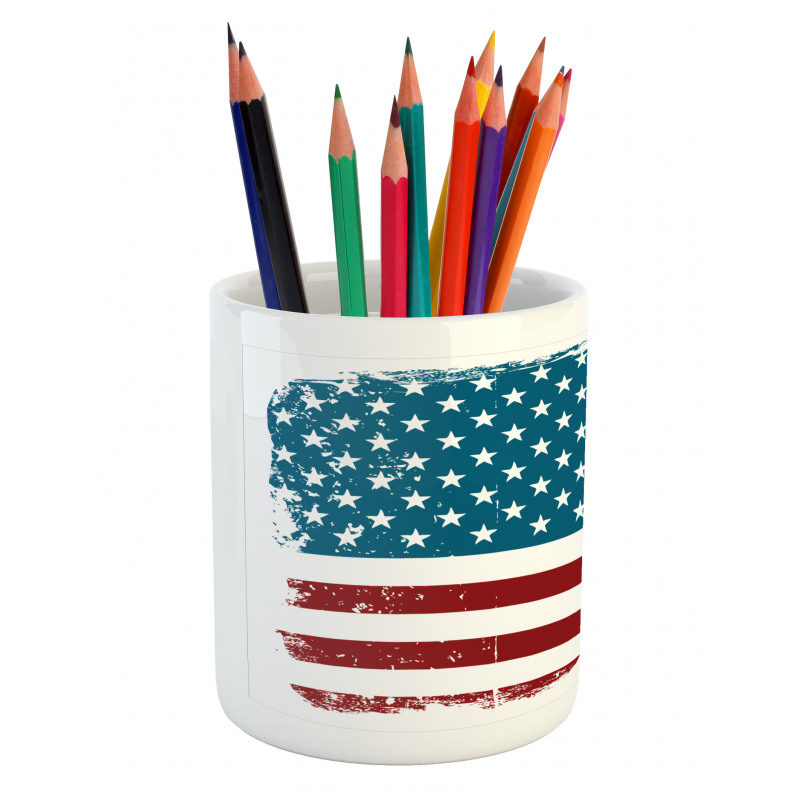 Grungy Old Glory USA Pencil Pen Holder