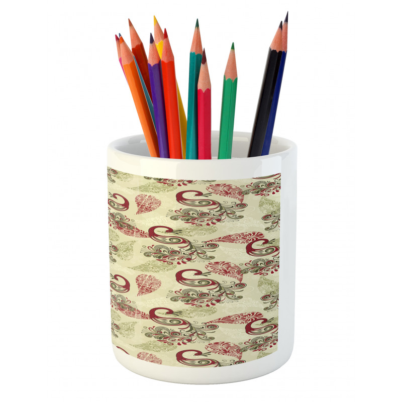 Peacocks and Snowflakes Pencil Pen Holder