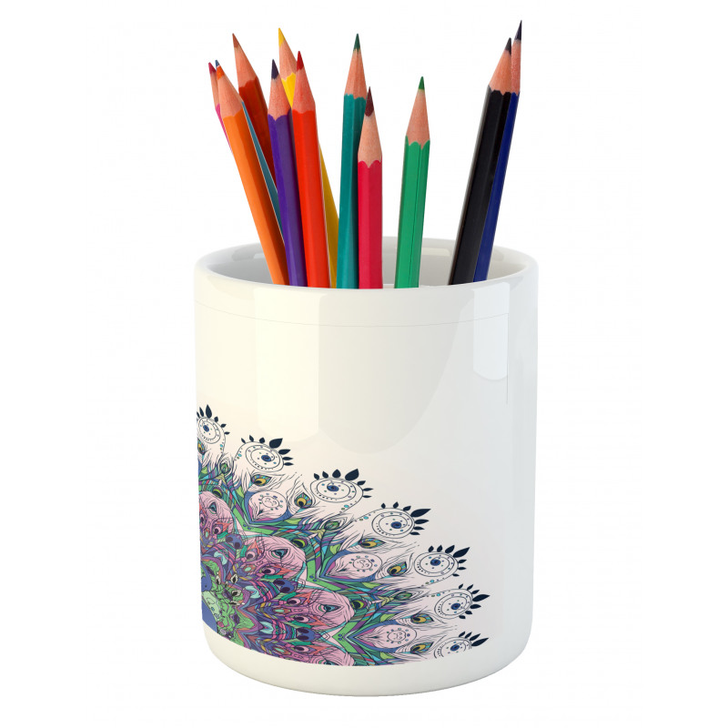 Exotic Wild Peacock Pencil Pen Holder