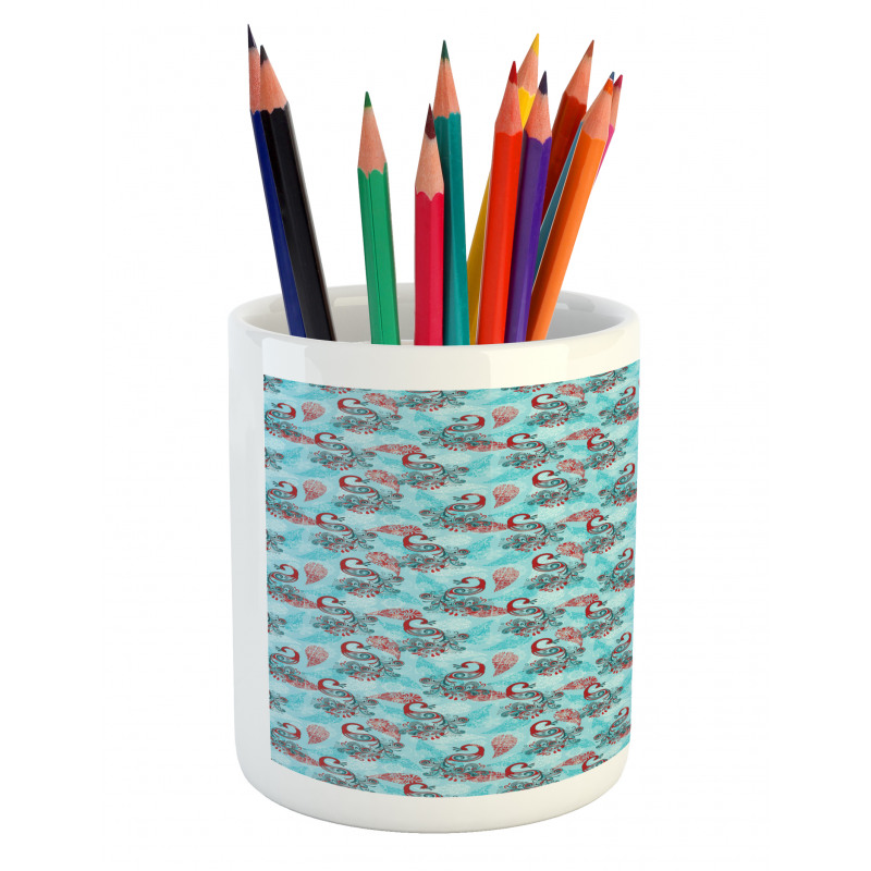 Peacocks Snowflakes Pencil Pen Holder