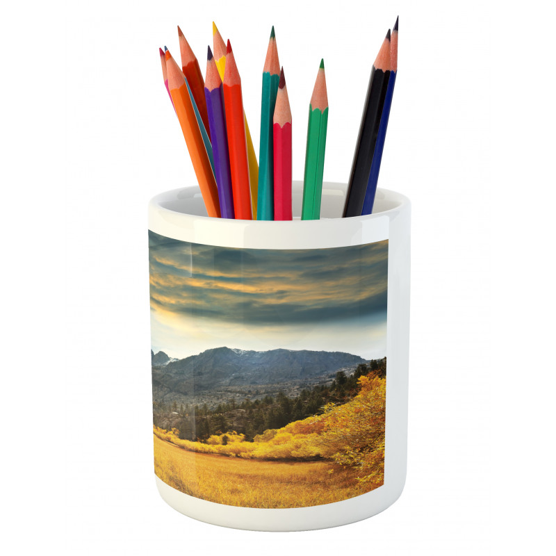 Mountain Grassland Sun Pencil Pen Holder