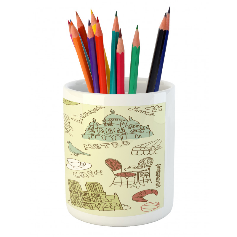 Paris Theme Elements Pencil Pen Holder