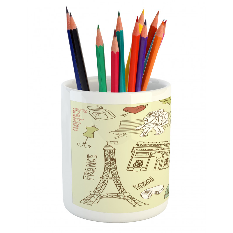 Paris Theme Elements Pencil Pen Holder