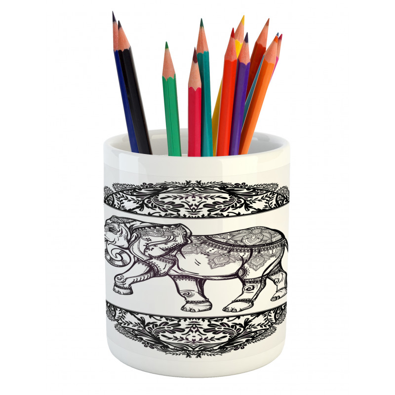 Bohemic Floral Elephant Pencil Pen Holder