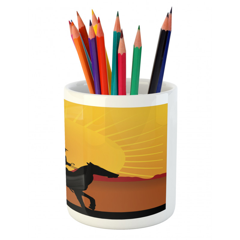 Cowboy on Horse Shade Pencil Pen Holder