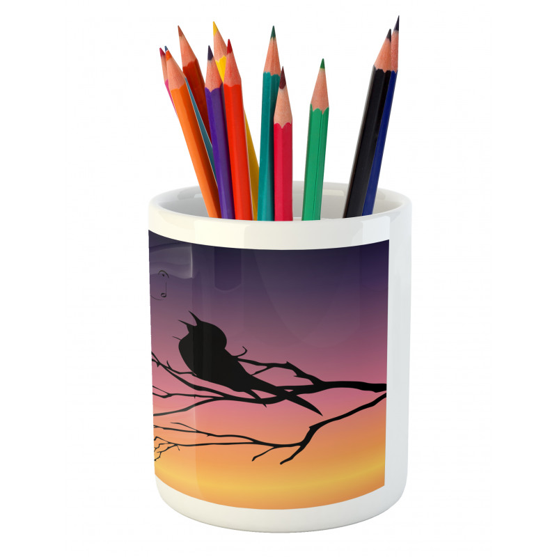 Gradient Sunrise Bird Pencil Pen Holder