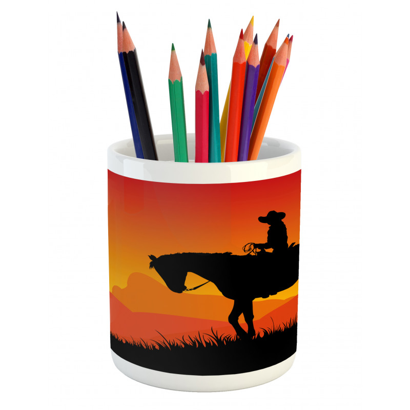 Lonely Cowboy Horseback Pencil Pen Holder