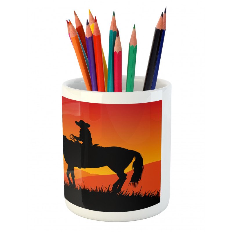 Lonely Cowboy Horseback Pencil Pen Holder