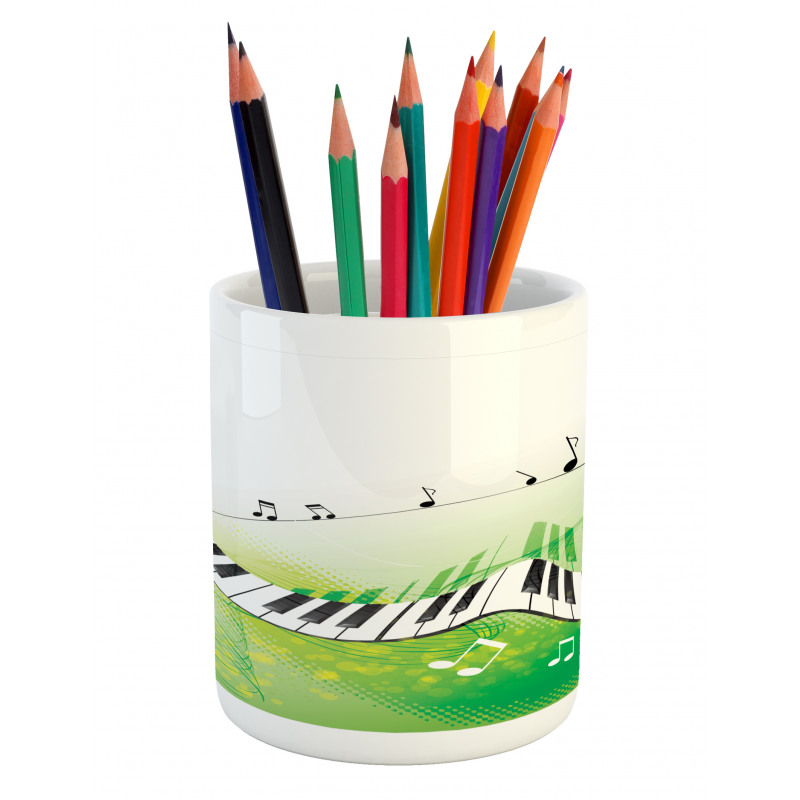 Piano Keys Green Curvy Pencil Pen Holder