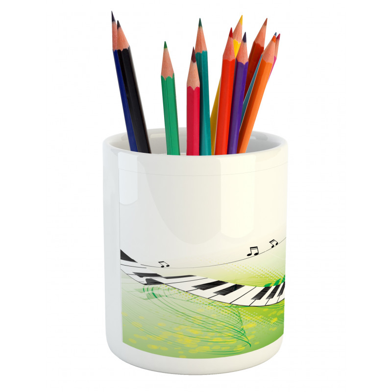 Piano Keys Green Curvy Pencil Pen Holder