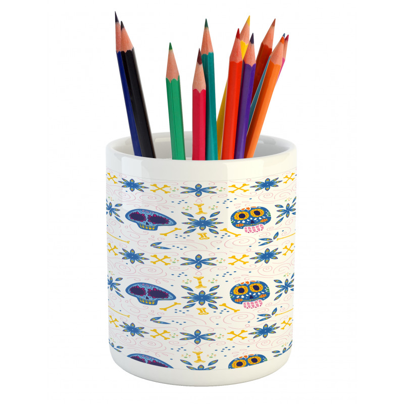 Skulls Bones Flora Pencil Pen Holder