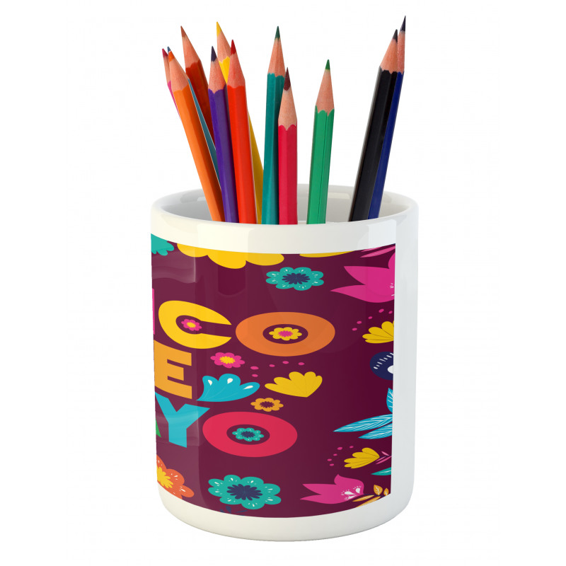 Floral Image Pencil Pen Holder