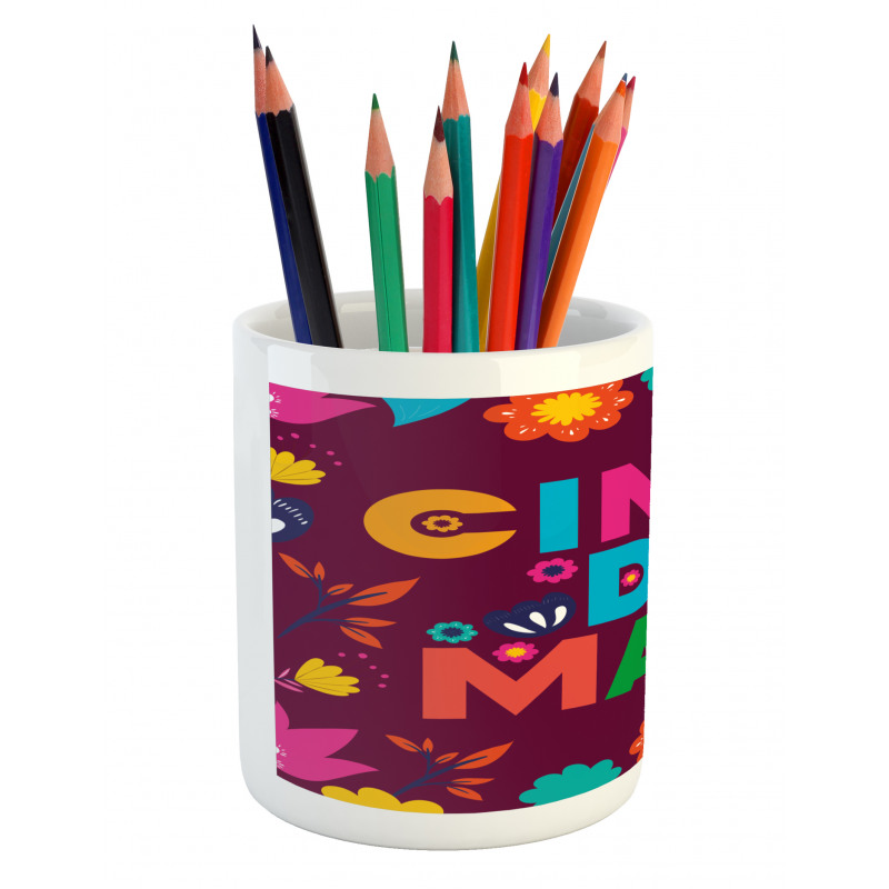 Floral Image Pencil Pen Holder