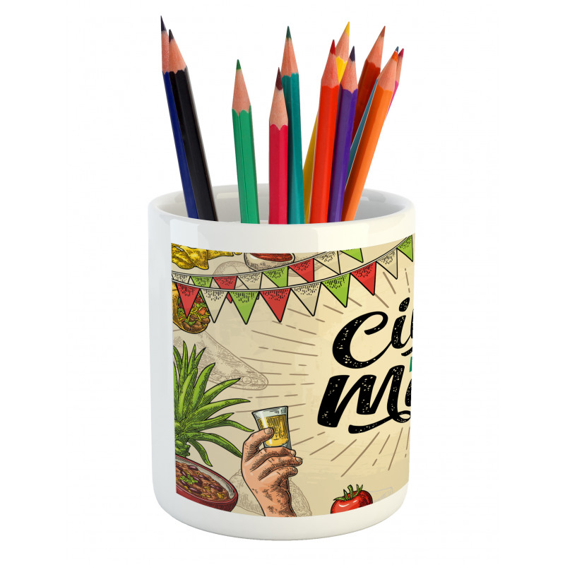 Mexican Food Drink Pencil Pen Holder