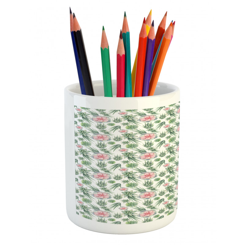 Cactus and Flowers Pencil Pen Holder