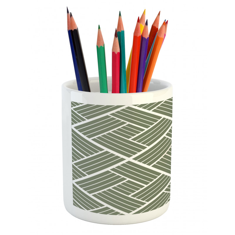 Striped Rectangular Squares Pencil Pen Holder