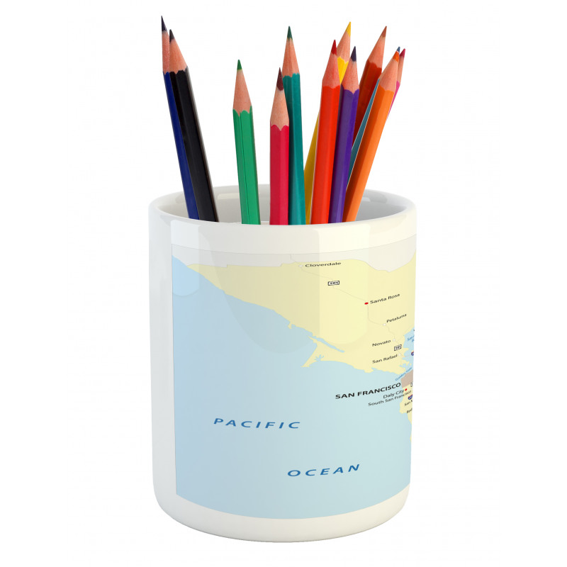 San Francisco Regions Map Art Pencil Pen Holder