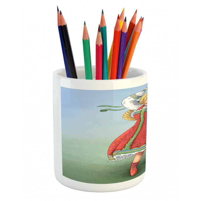 Slavic Girl Dancing Drawing Pencil Pen Holder