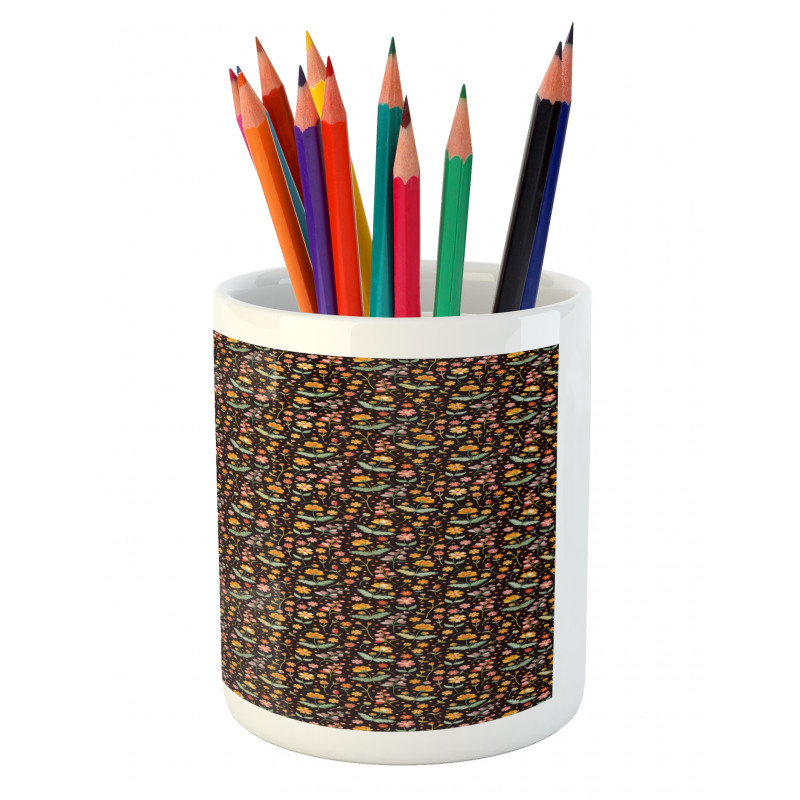 Earth Tone Wild Flowers Art Pencil Pen Holder