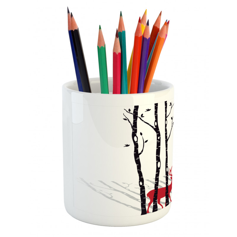 Deer Tree Forest Bird Pencil Pen Holder