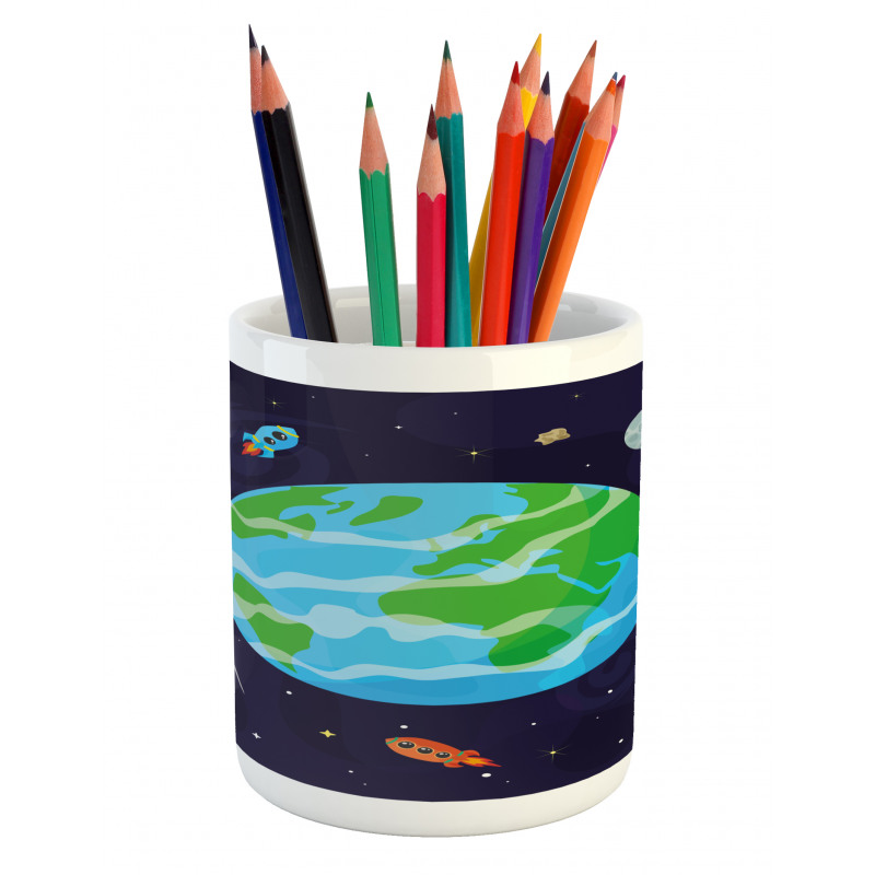 Celestial Cartoon Earth Pencil Pen Holder