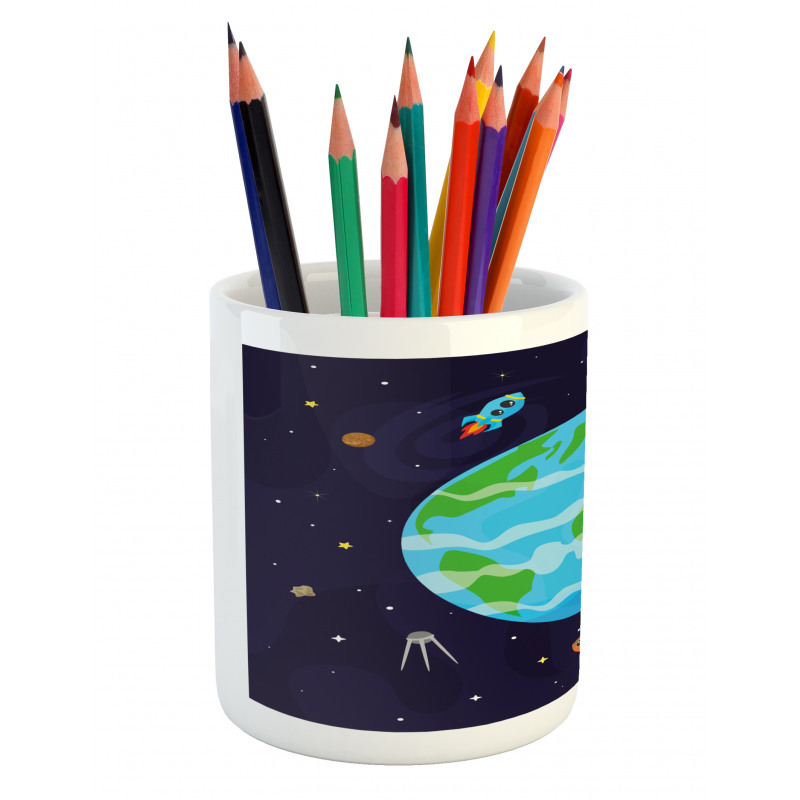 Celestial Cartoon Earth Pencil Pen Holder