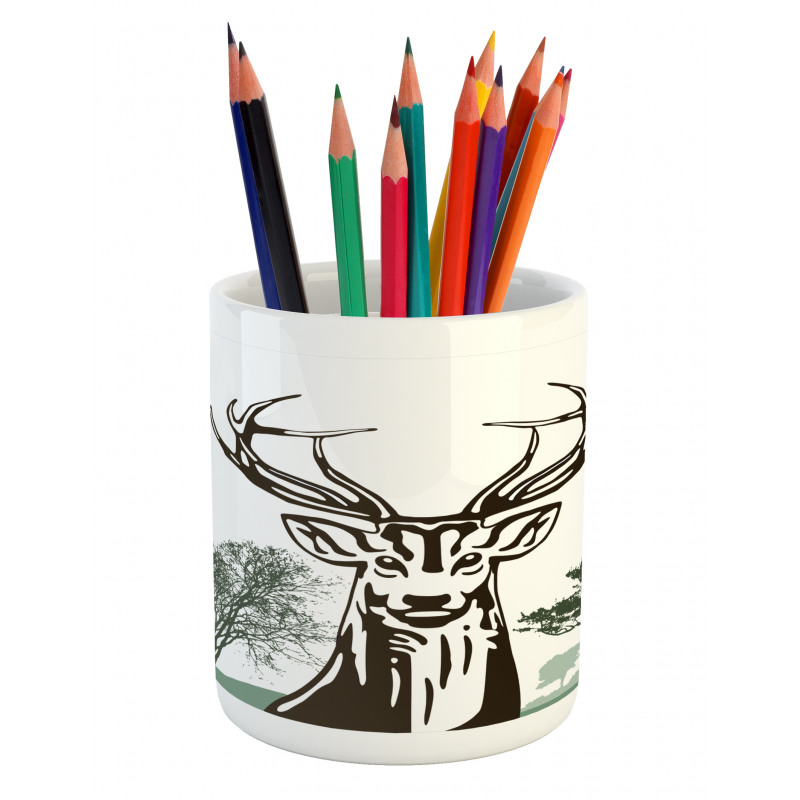 Village Mountain Fall Pencil Pen Holder