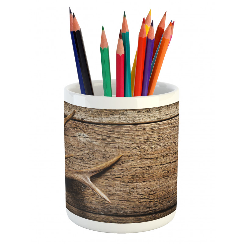 Wooden Deer Rustic Antler Pencil Pen Holder