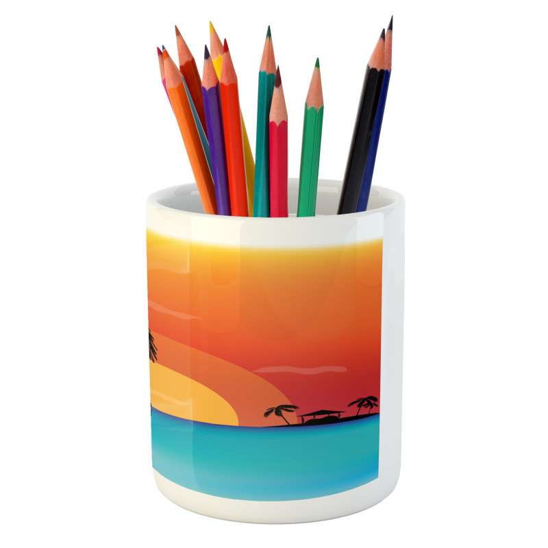 Sunset Trees and an Ocean Pencil Pen Holder