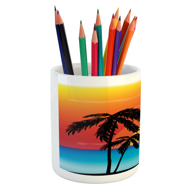 Sunset Trees and an Ocean Pencil Pen Holder