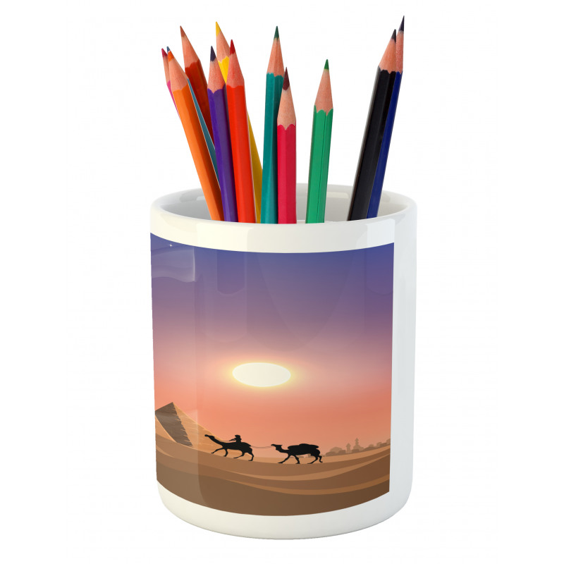 Caravan Camels Desert Scene Pencil Pen Holder