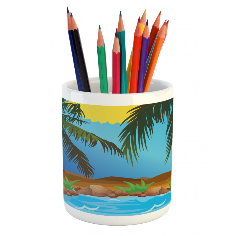 Big Palm Leaves Wild Outdoors Pencil Pen Holder