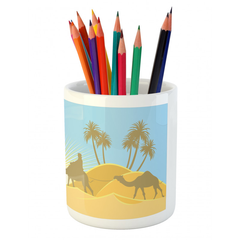 Trees and Camels on a Desert Pencil Pen Holder