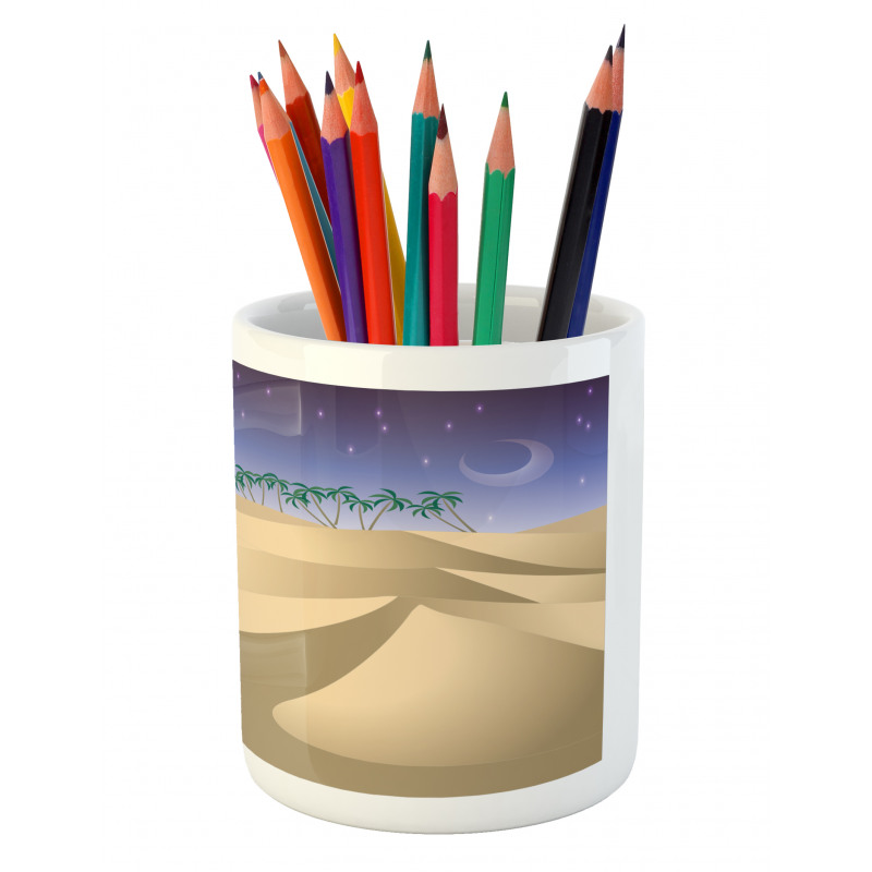 Crescent Moon Far Away Trees Pencil Pen Holder