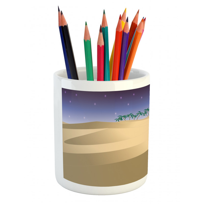 Crescent Moon Far Away Trees Pencil Pen Holder