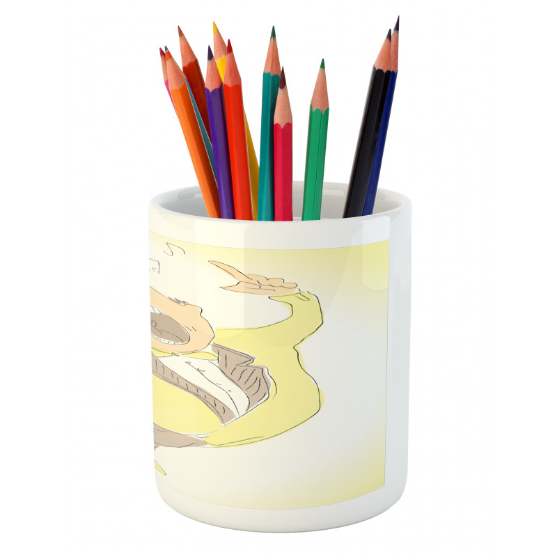 Singing Man Pastel Sketch Pencil Pen Holder