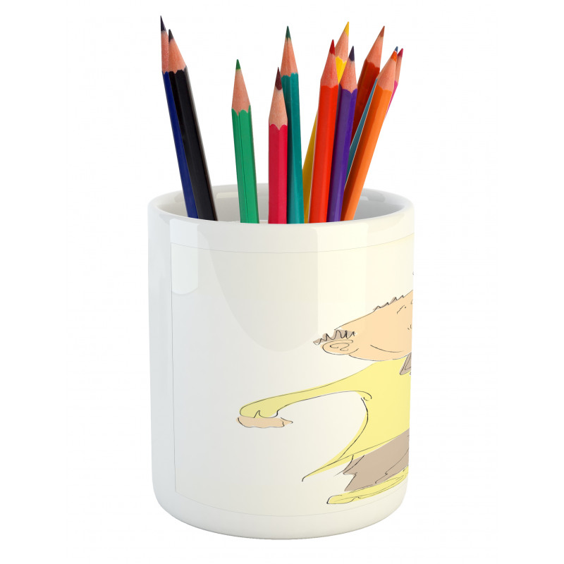 Singing Man Pastel Sketch Pencil Pen Holder