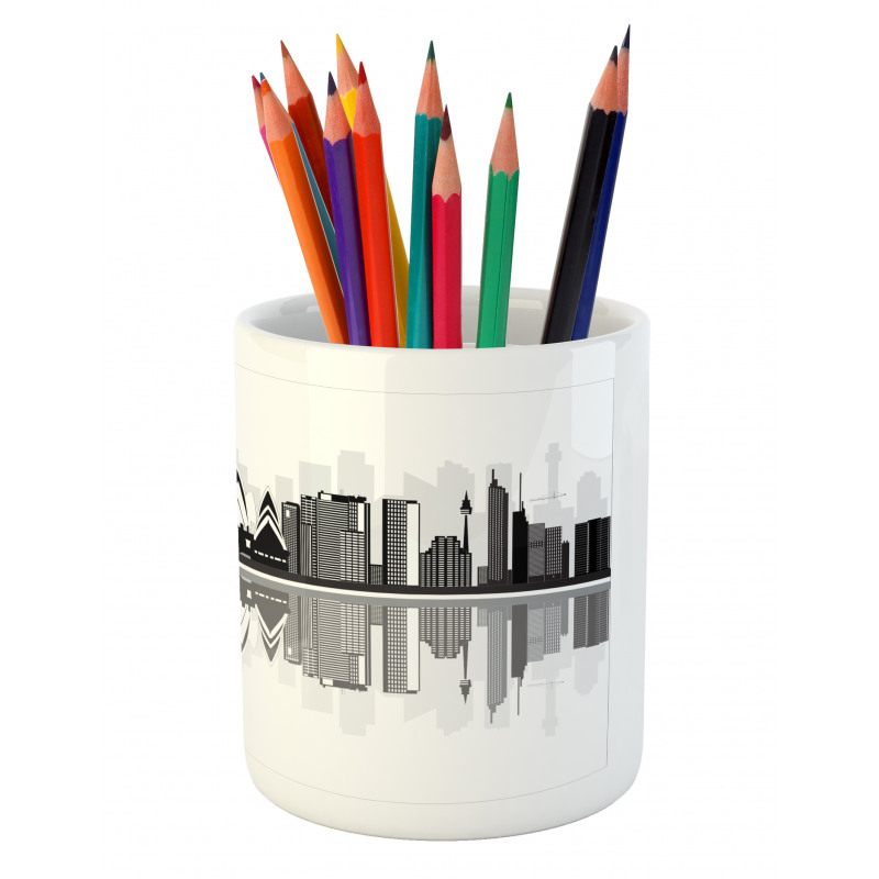 Monochrome Sydney Skyline Pencil Pen Holder