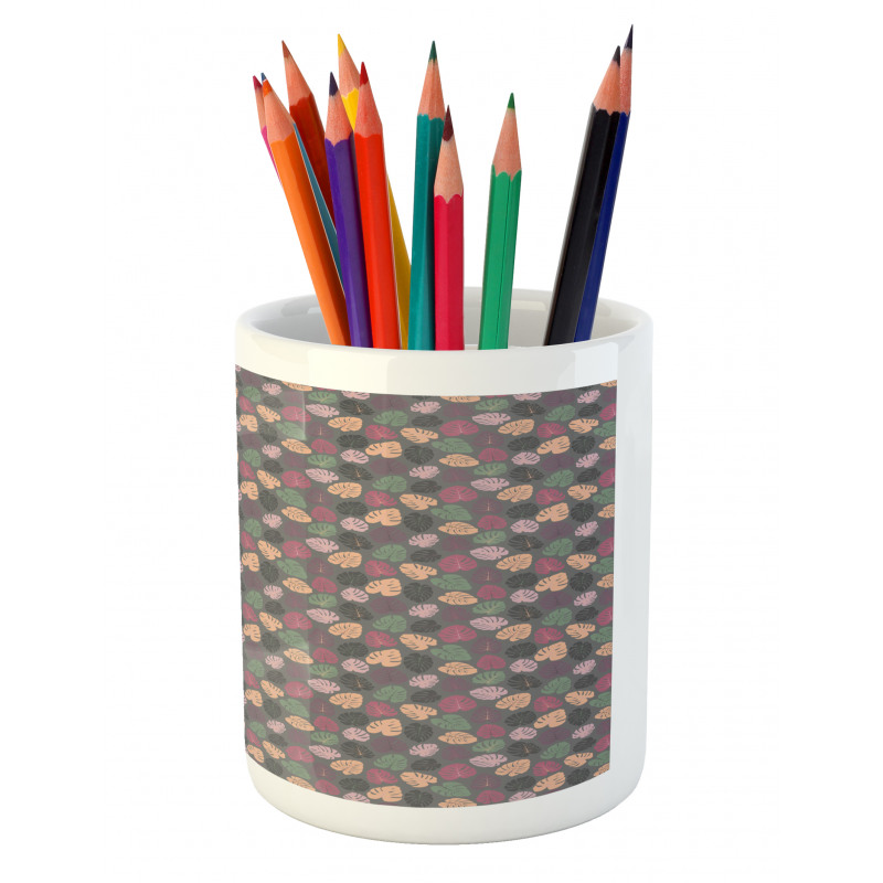 Pastel Abstract Leaves Pencil Pen Holder